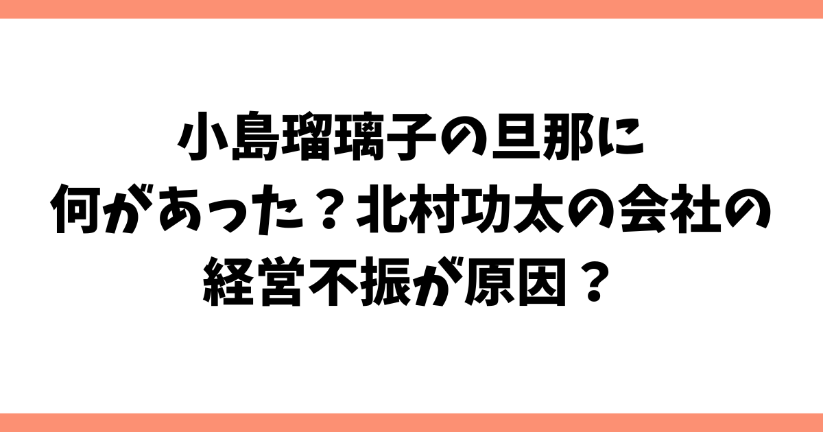 小島瑠璃子の旦那に何があった？北村功太の会社の経営不振が原因？