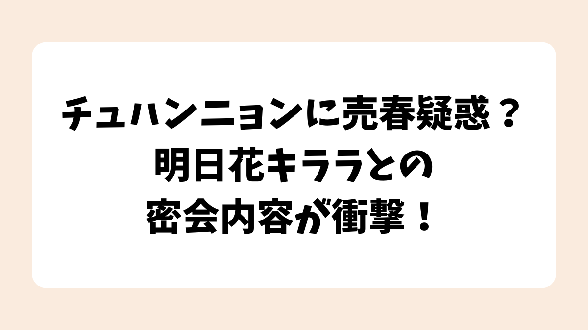 チュハンニョンに売春疑惑？明日花キララとの密会内容が衝撃！