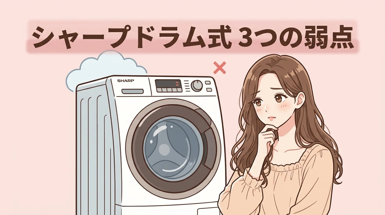 シャープのドラム式洗濯機のデメリット3つ