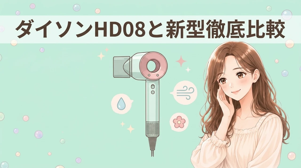 ダイソンのドライヤーHD08と新型の違いを比較
